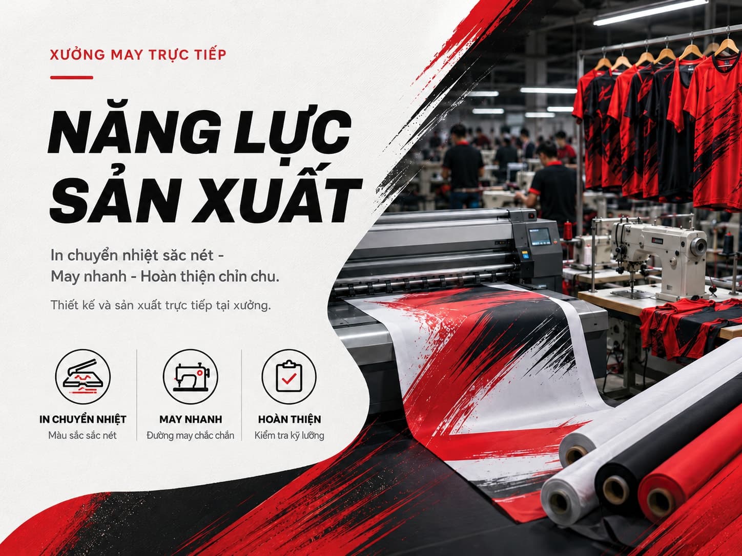 Xưởng may và in chuyển nhiệt trực tiếp của Mizo